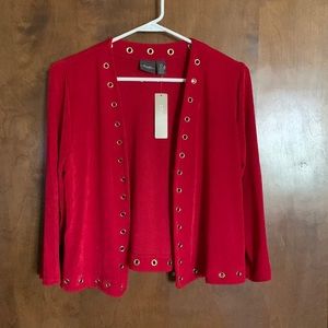 BRAND NEW 🌟 Chico’s Travelers Grommet Sultry Red Jacket Cardigan Cover Up